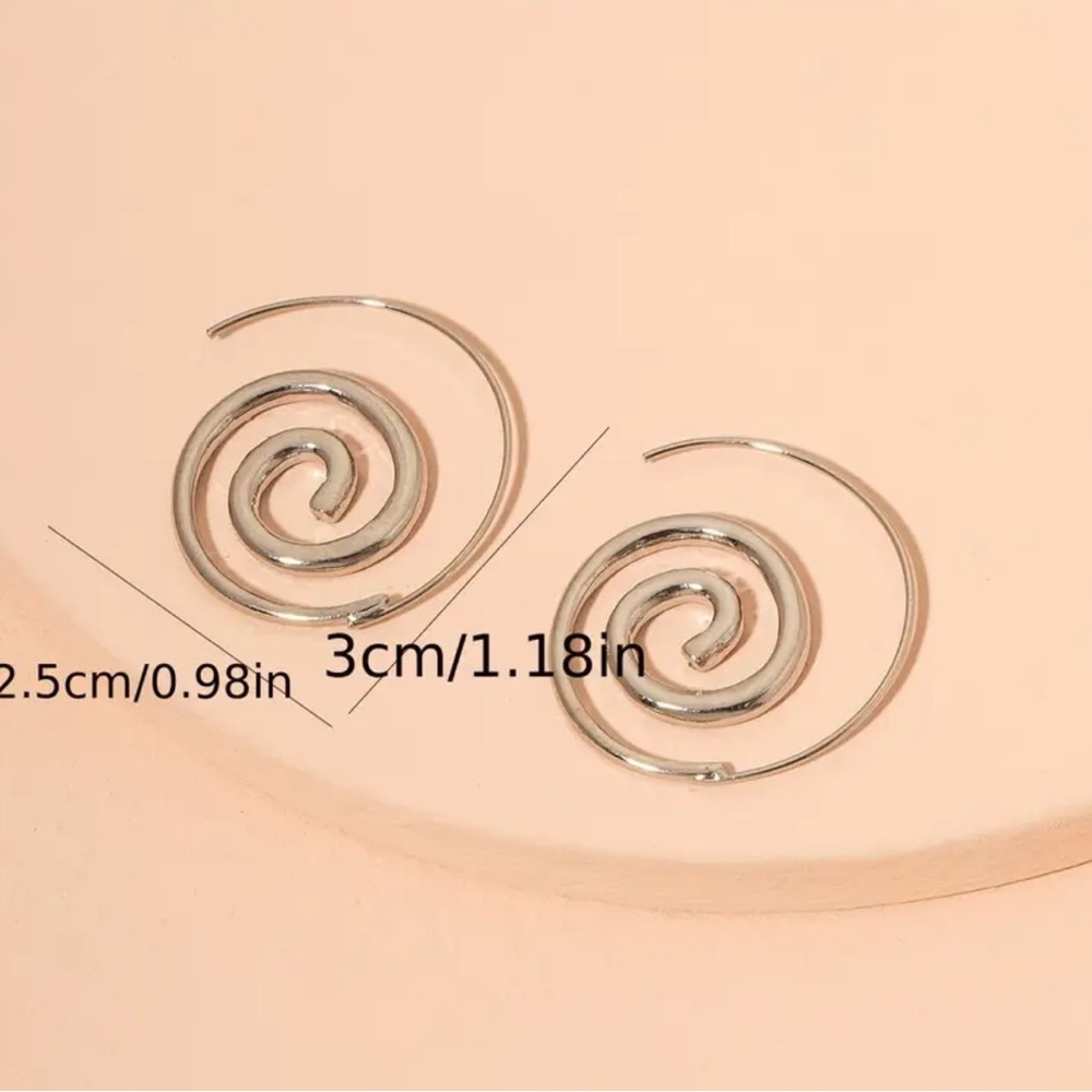 Elegant Silver Spiral Earrings - Picture 2 of 2